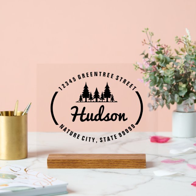 Panneau En Acrylique Fir Trees Oval Design ID304 (Mariage)