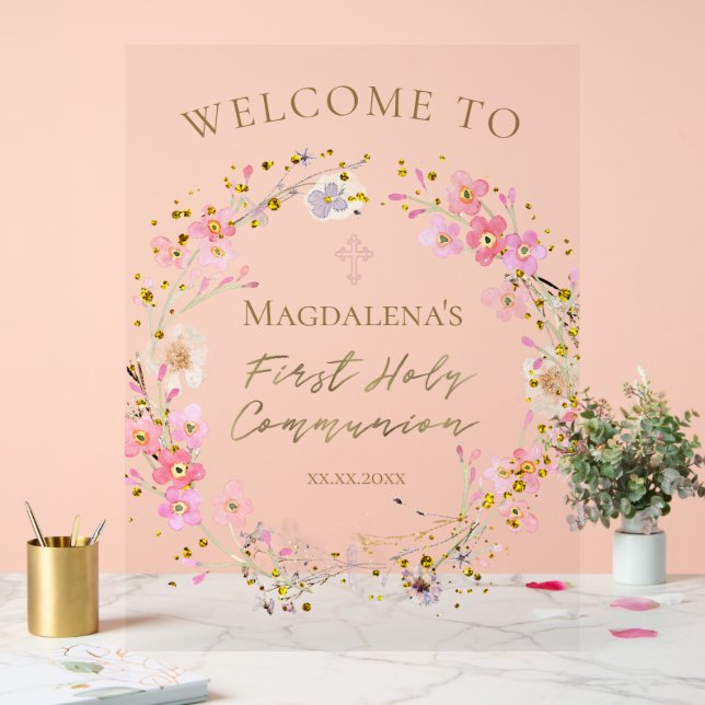 Panneau En Acrylique First Communion girl welcome (Mariage)