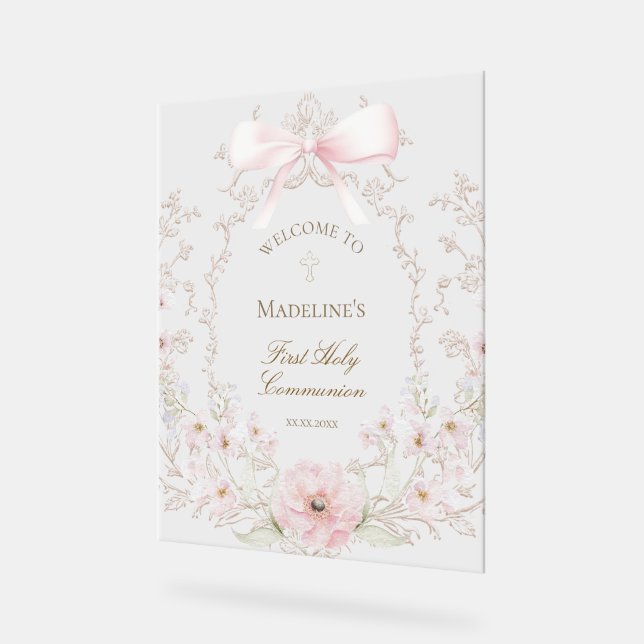 Panneau En Acrylique First Communion girl welcome (Angle)