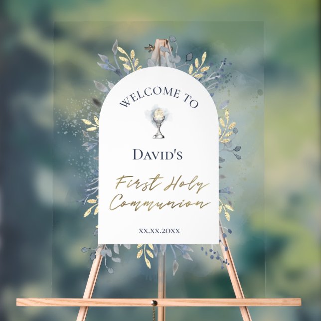 Panneau En Acrylique First Communion welcome Acrylic Sign (Neutre)