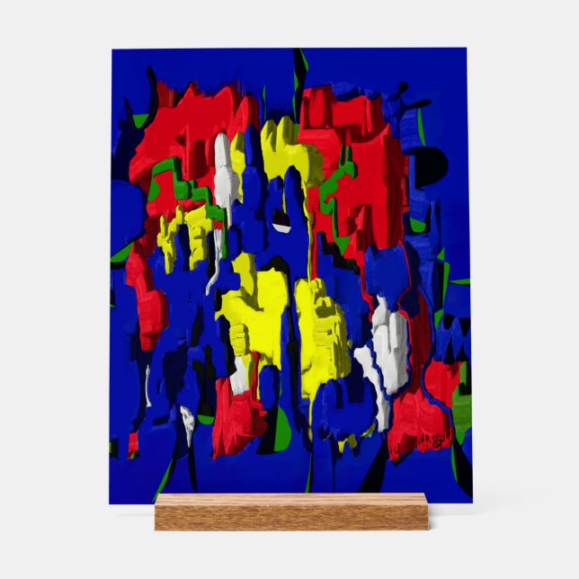 Panneau En Acrylique Fissures dans le bleu, abstrait (Recto)