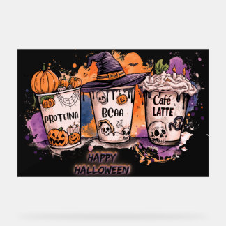 Panneau En Acrylique Fitness Halloween 🎃Protein, BCAA & Café Latte