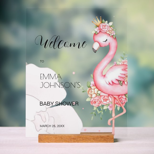 Panneau En Acrylique Flamant rose rose transparent C'est un Baby shower (Neutre)