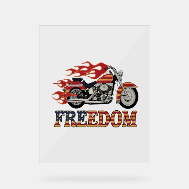 Panneau En Acrylique Flammes de moto Liberté (Recto)