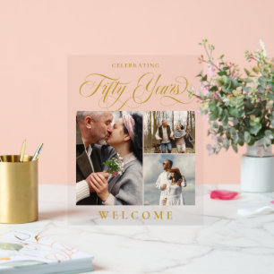 Panneau En Acrylique Flèches et photos 50e anniversaire de Mariage Bien