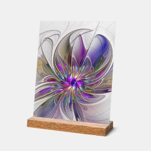Panneau En Acrylique Fleur d'art fractal abstrait énergique et coloré
