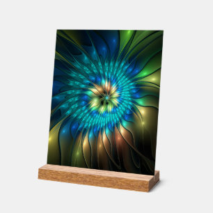 Panneau En Acrylique Fleur de fantaisie lumineuse, fractale abstraite c
