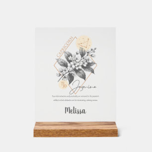 Panneau En Acrylique Fleur de naissance Zodiac Cadeau Capricorne person