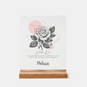 Panneau En Acrylique Fleur de naissance Zodiac Cadeau de cancer personn