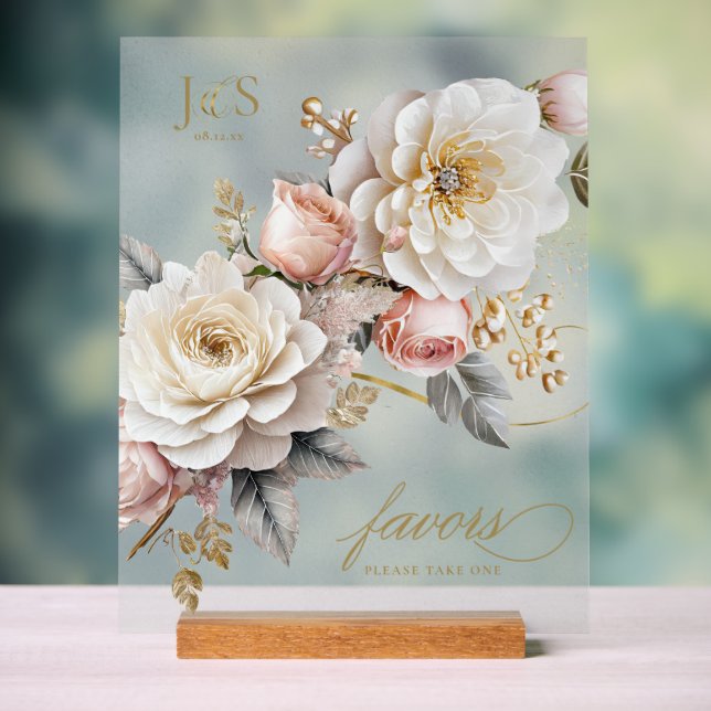 Panneau En Acrylique Fleur Drama Faveurs Mariage Frosted ID1022 (Neutre)