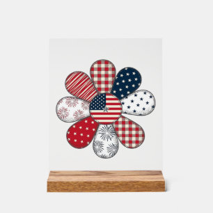 Panneau En Acrylique Fleur Patriotique Vintage Vector Design de T-Shirt