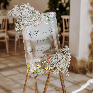 Panneau En Acrylique Fleur sauvage douche nuptiale Bienvenue