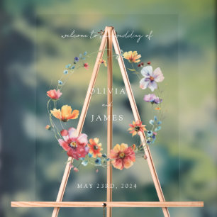 Panneau En Acrylique Fleur sauvage Floral Wreath Mariage