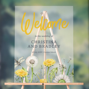 Panneau En Acrylique Fleur sauvage Garden Wedding Bienvenue Frosted