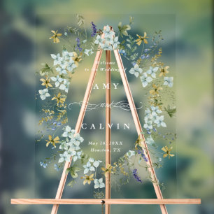 Panneau En Acrylique Fleur sauvage Oval Wreath Frame Mariage Bienvenue