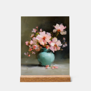 Panneau En Acrylique Fleurs après le crépuscule Art floral avec bois