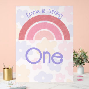 Panneau En Acrylique Fleurs Arc-en-ciel Anniversaire