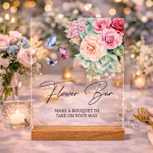 Panneau En Acrylique Fleurs Bar Bloom Papillons Shower de Mariage 