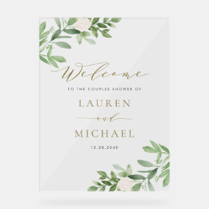 Panneau En Acrylique Fleurs blanches et verdure Couples Douche