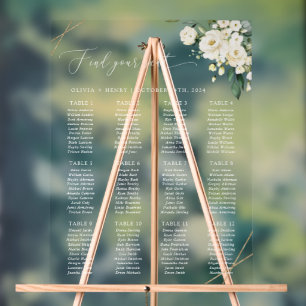 Panneau En Acrylique Fleurs blanches, Fleurs crème, Bohème, Plan de tab