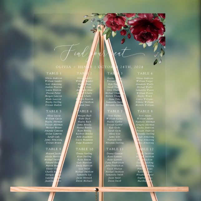 Panneau En Acrylique Fleurs Bourgognes, Fleurs Rouges, Boho, Carte de s (Neutre)