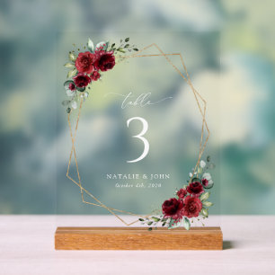 Panneau En Acrylique Fleurs Bourgognes, Fleurs Rouges, Boho, Numéros De