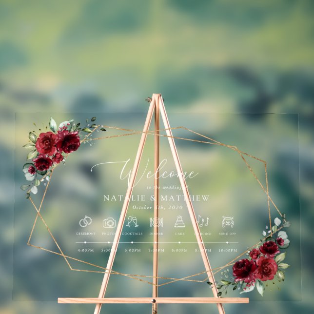 Panneau En Acrylique Fleurs Bourgognes, Fleurs rouges, Chronologie Mari (Neutre)