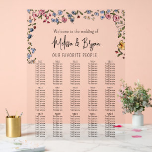 Panneau En Acrylique Fleurs colorées dessinées à la main Tableau de pla