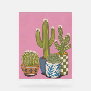 Panneau En Acrylique Fleurs de cactus rose