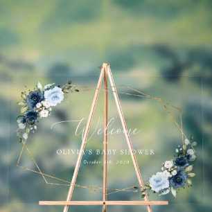 Panneau En Acrylique Fleurs de marine, Fleurs bleues, Baby shower d'acc