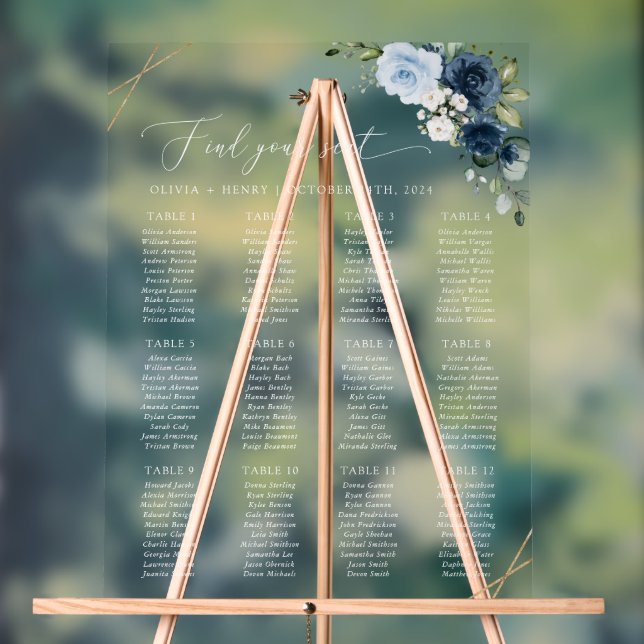 Panneau En Acrylique Fleurs de marine, Fleurs bleues, Plan de table de  (Neutre)