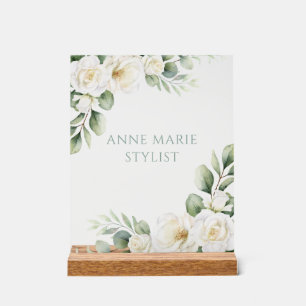 Panneau En Acrylique Fleurs de rose blanche personnalisées