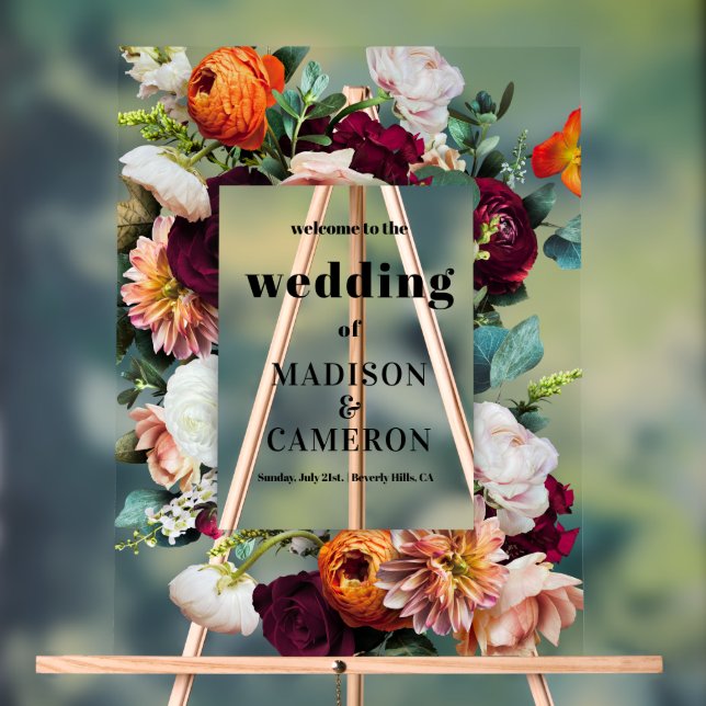 Panneau En Acrylique Fleurs d'été colorées Mariage (Neutre)