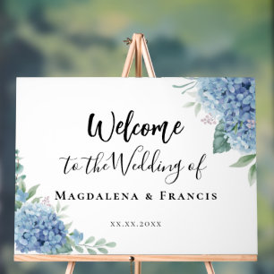 Panneau En Acrylique fleurs d'hortensia bleu mariage de bienvenue