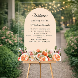 Panneau En Acrylique Fleurs d'ivoire orange arc programme de mariage cl