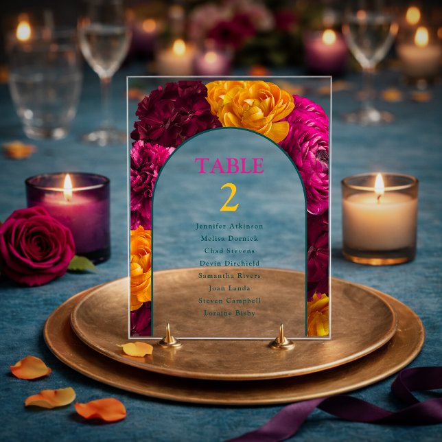 Panneau En Acrylique Fleurs modernes rose vert jaune (Créateur téléchargé)