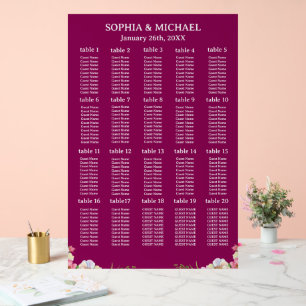 Panneau En Acrylique Fleurs roses Cartes simples Mariage