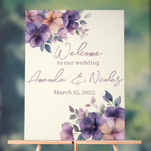 Panneau En Acrylique Fleurs roses pourries sur Mariage Bienvenue