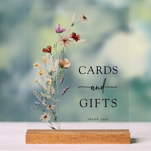 Panneau en acrylique Fleurs sauvages Boho (Boho Wildflower Cards Acrylic Sign by Painted Paperie
)
