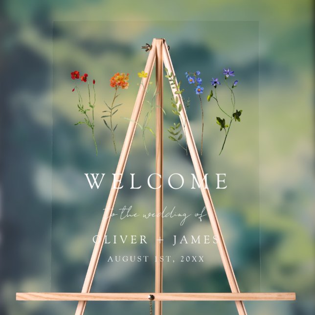 Panneau En Acrylique Fleurs sauvages LGBTQ Fierté gay Mariage floral (Neutre)