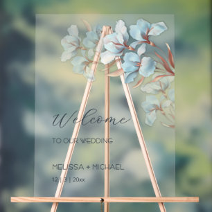 Panneau En Acrylique Fleurs superposées de rose gold bleu transparentes