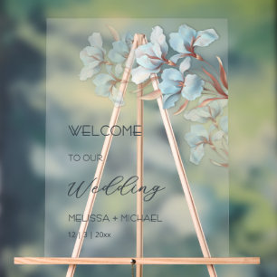 Panneau En Acrylique Fleurs superposées de rose gold bleu transparentes