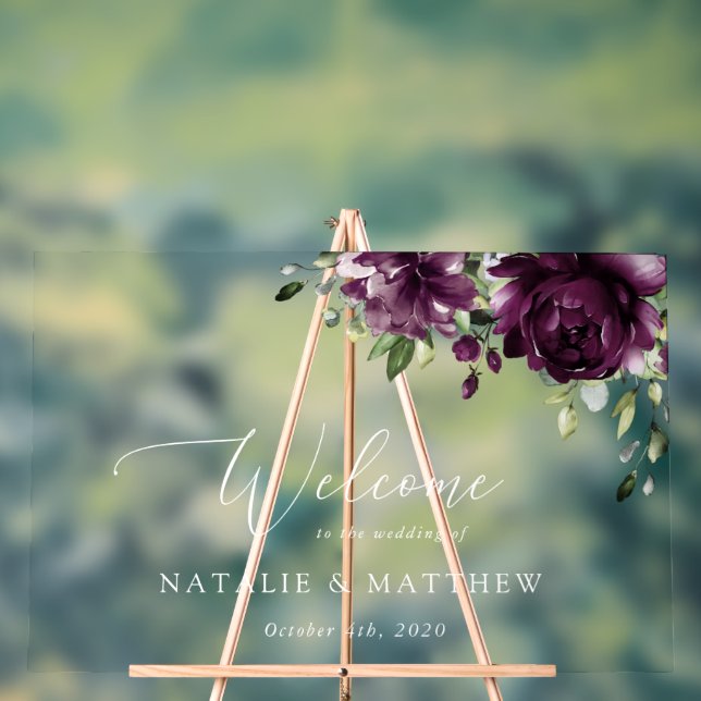 Panneau En Acrylique Fleurs violettes, Fleurs de prune, Accueil Mariage (Neutre)