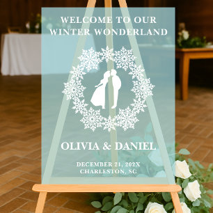 Panneau En Acrylique Flocon de neige - Mariage d'hiver Bienvenue