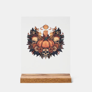 Panneau En Acrylique Floraison de citrouille � Lumière de chandelle d'a
