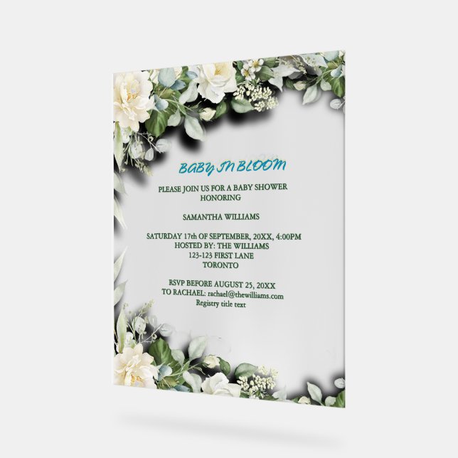 Panneau En Acrylique Floral Blue Watercolor Theme (Angle)