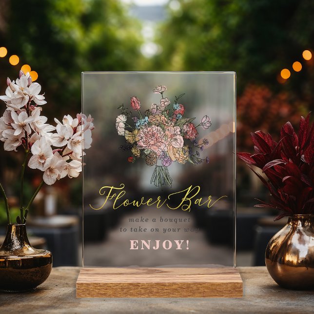 Panneau En Acrylique Floral Bouquet Fresh off the Market Flower Bar (Floral Bouquet Fresh off the Market Flower Bar Acrylic Sign)