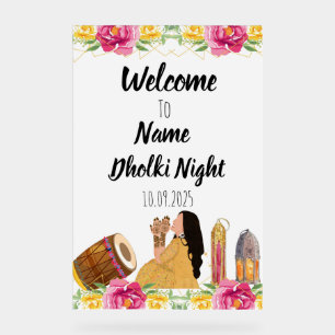 Panneau En Acrylique Floral Dholki signe acrylique de nuit