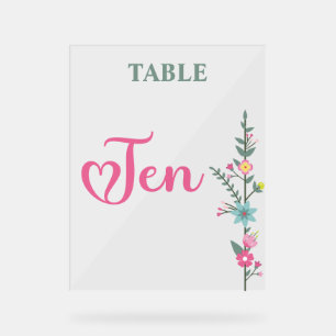 Panneau En Acrylique Floral Elegant Love Mariage Numéro de table TEN