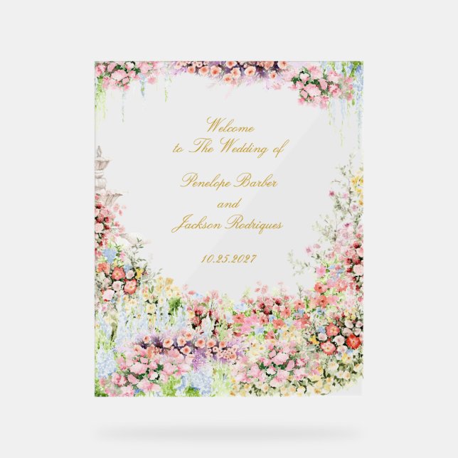 Panneau En Acrylique floral french garden chateau wedding welcome (Recto)